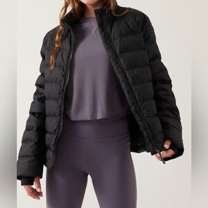 Athleta Girl Cool Days Down Jacket M 8 10 Black Puffer Coat